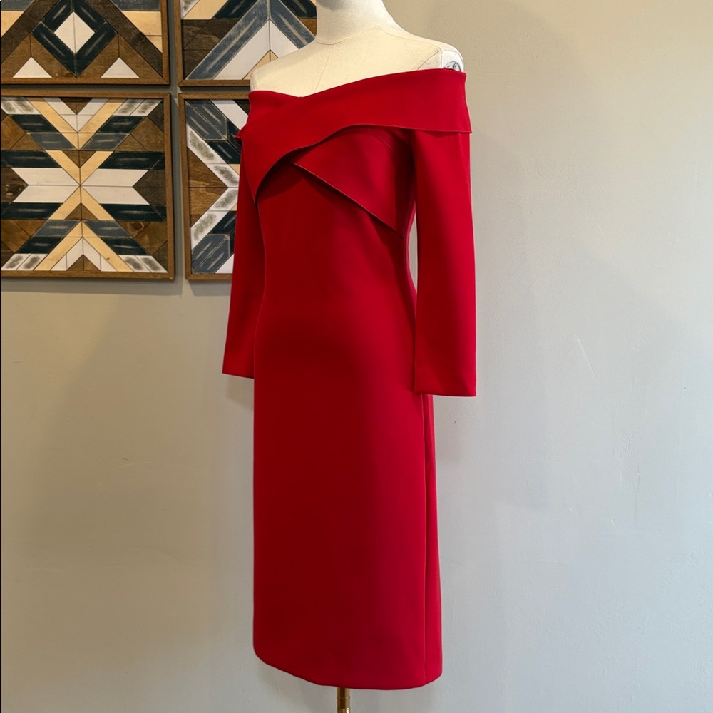 Ralph Lauren Collection Red Cross Front Off-the-Shoulder Cocktail Dress size 4 - Picture 4 of 13
